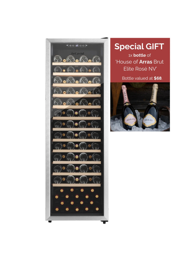 LECAVIST 109 Bottle Wine Cabinet Single Zone Stainless Steel LEK168PVXFS - Freestanding - Lecavist