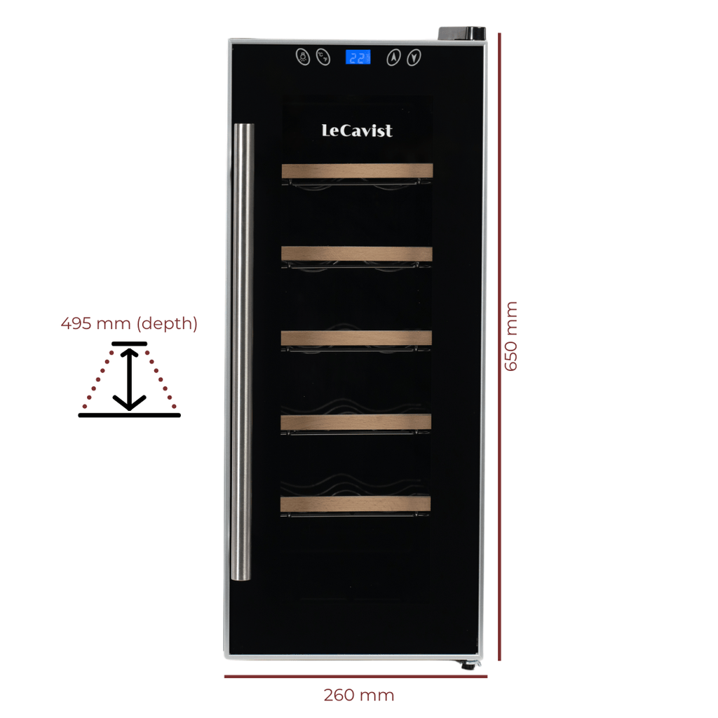 LECAVIST 12 Bottle Wine Cabinet Single Zone LCCV12B - Freestanding - Lecavist