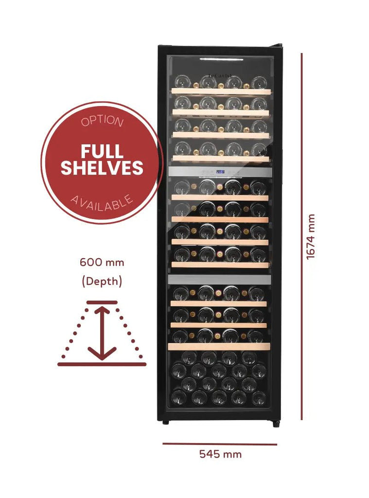 LECAVIST 140 Bottle Wine Cabinet Triple Zone Black LEK1403ZPV - Freestanding - Lecavist AU
