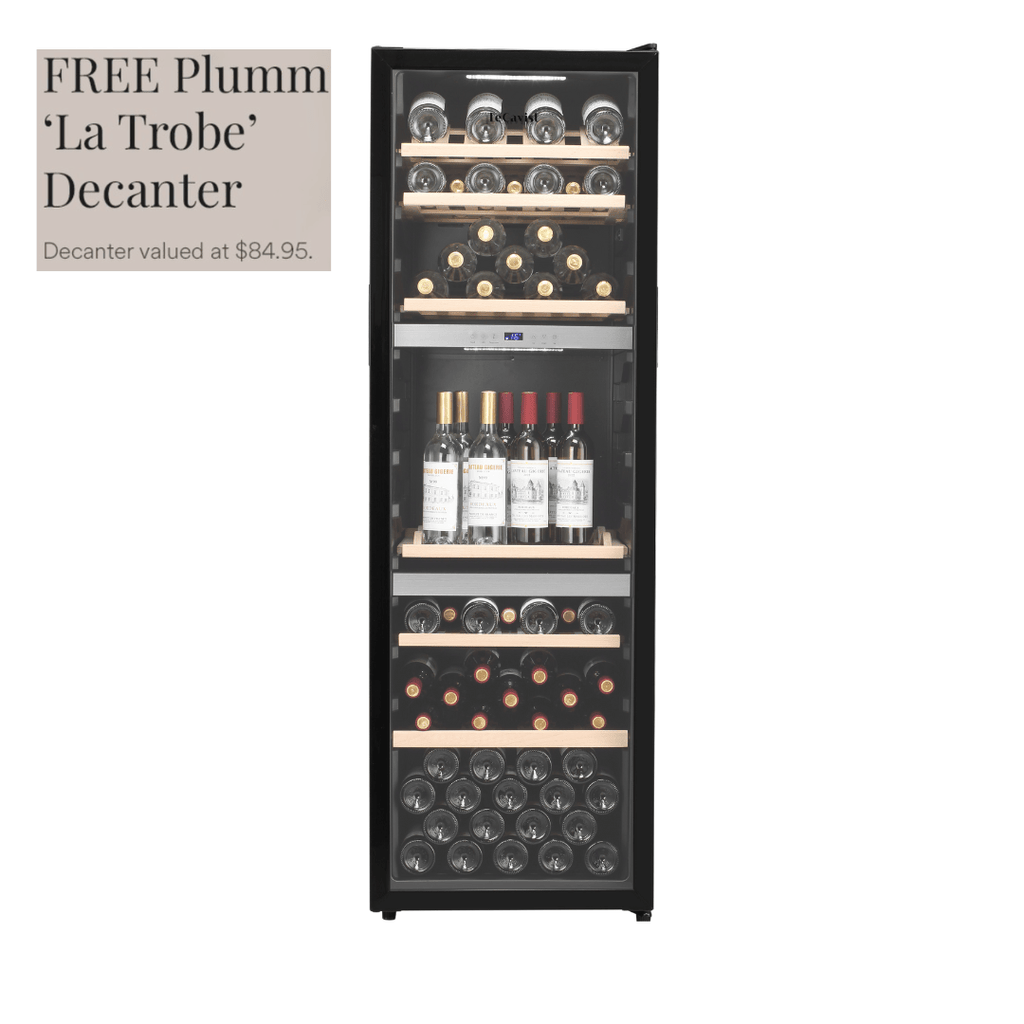 LECAVIST 140 Bottle Wine Cabinet Triple Zone Black LEK1403ZPV - Freestanding - Lecavist