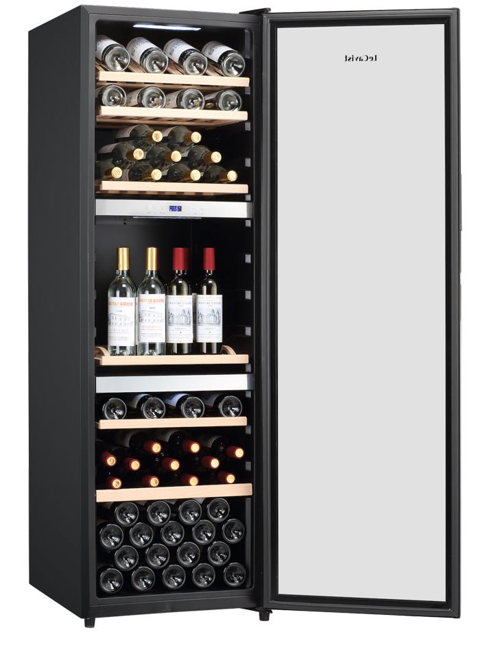 LECAVIST 140 Bottle Wine Cabinet Triple Zone Black LEK1403ZPV - Freestanding - Lecavist