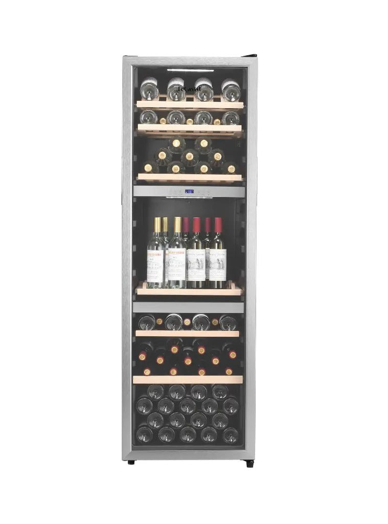 LECAVIST 140 Bottle Wine Cabinet Triple Zone Stainless Steel LEK1403ZPVX - Freestanding - Lecavist AU