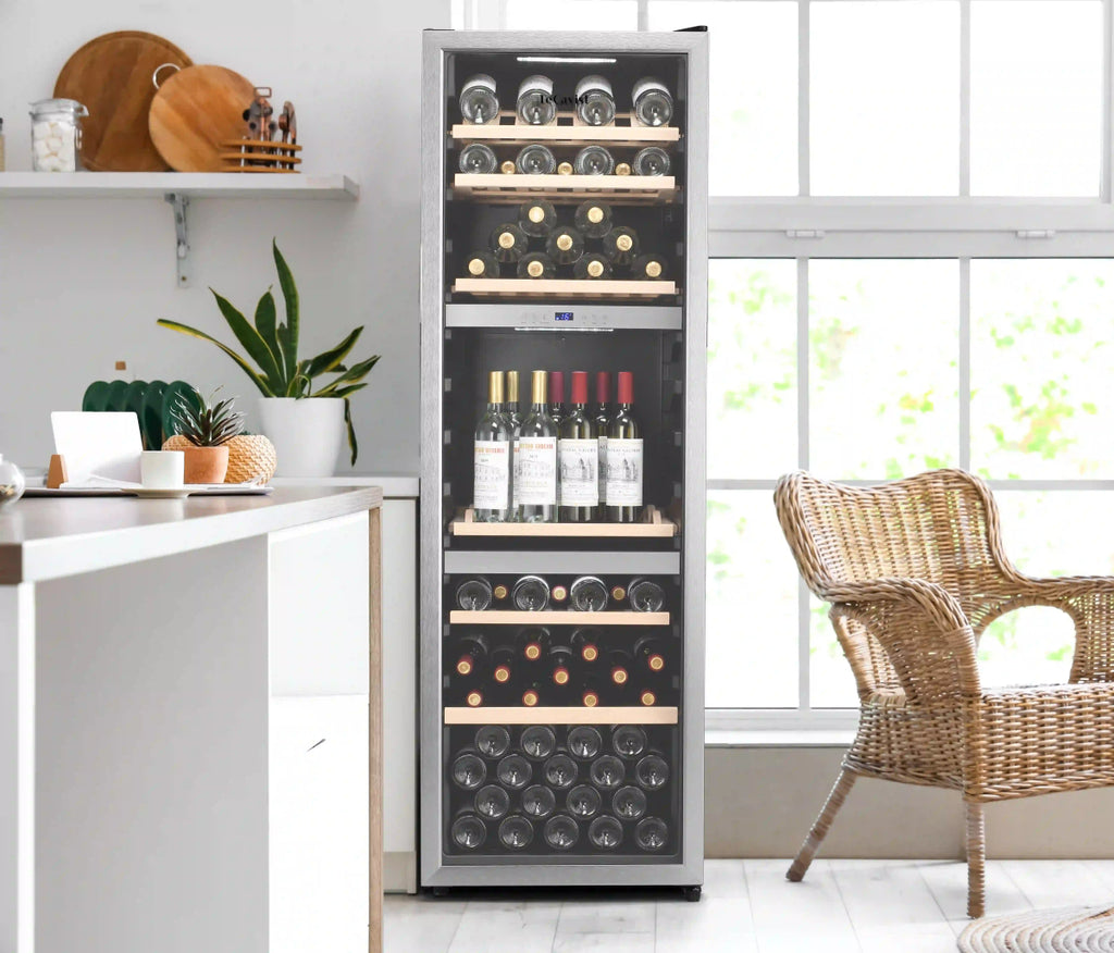 LECAVIST 140 Bottle Wine Cabinet Triple Zone Stainless Steet LEK1403ZPVX - Freestanding - Lecavist