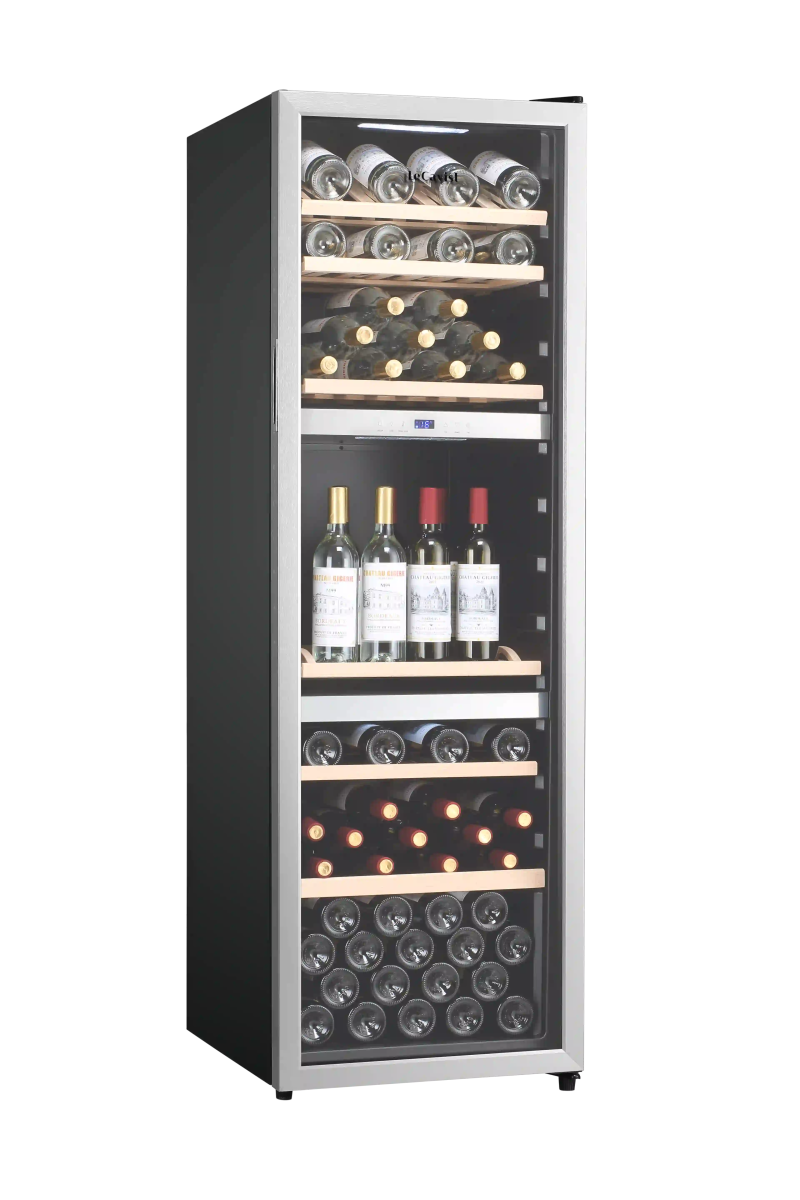 LECAVIST 140 Bottle Wine Cabinet Triple Zone Stainless Steet LEK1403ZPVX - Freestanding - Lecavist