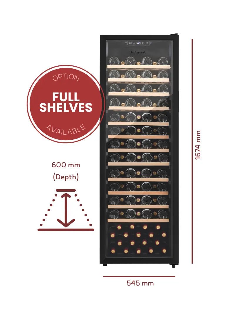 LECAVIST 168 Bottle Wine Cabinet Single Zone Black LEK168PV - Freestanding - Lecavist AU