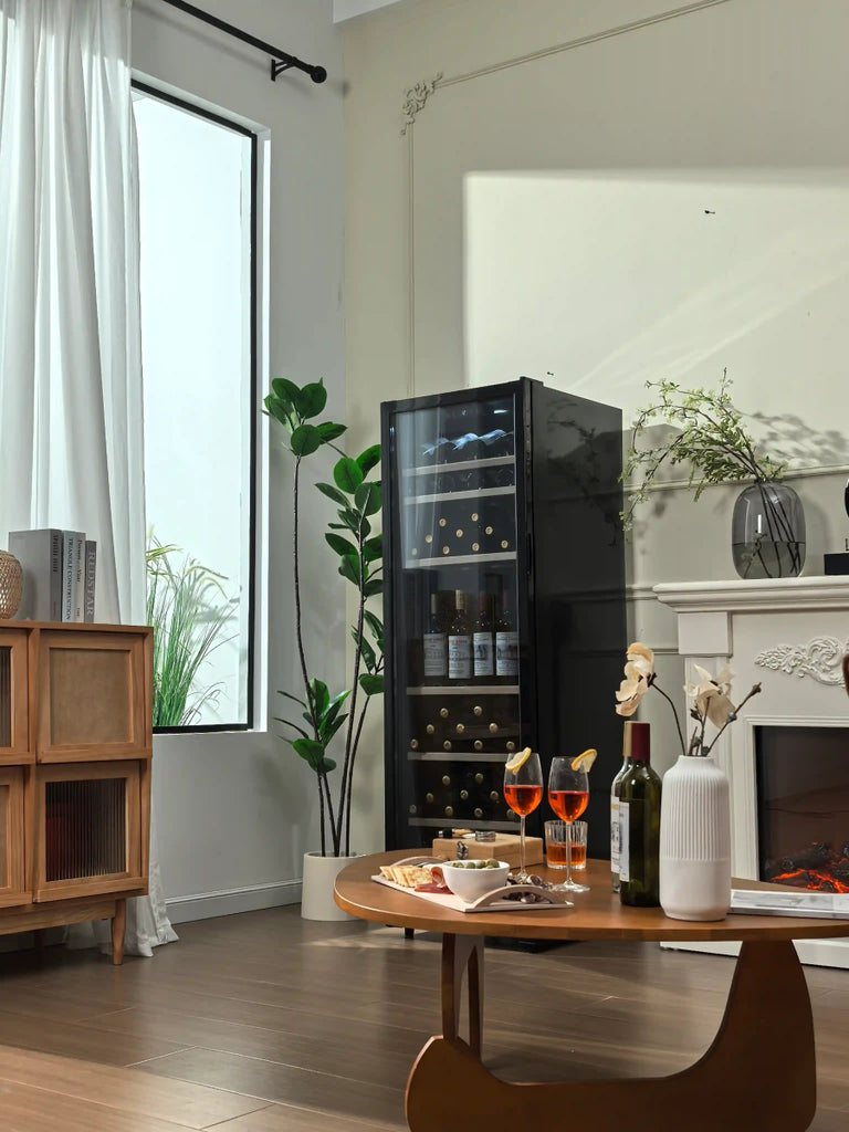 LECAVIST 168 Bottle Wine Cabinet Single Zone Black LEK168PV - Freestanding - Lecavist