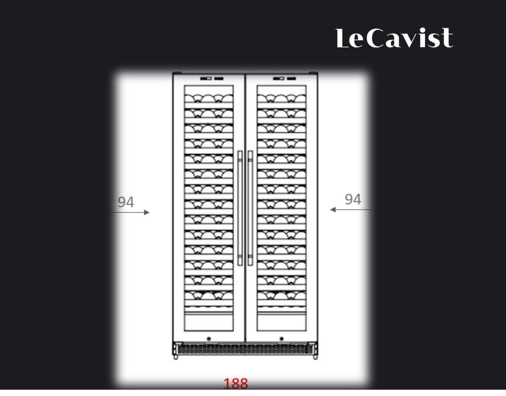 LECAVIST 188 Bottle Wine Cabinet Dual Zone Side by Side Black LCS200VN2Z2D - Built - In - Lecavist