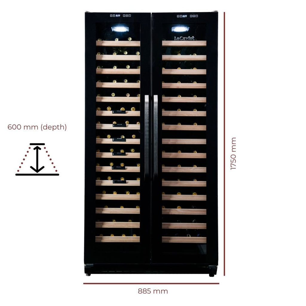 LECAVIST 188 Bottle Wine Cabinet Dual Zone Side by Side Black LCS200VN2Z2D - Built - In - Lecavist