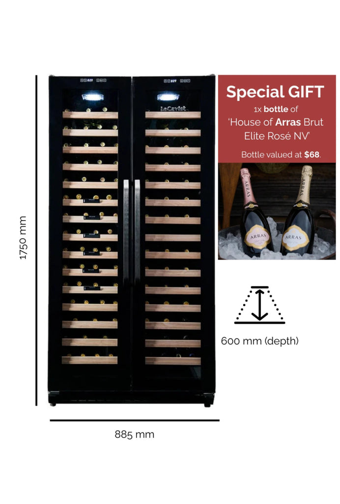 LECAVIST 188 Bottle Wine Cabinet Dual Zone Side by Side Black LCS200VN2Z2D - Built - In - Lecavist
