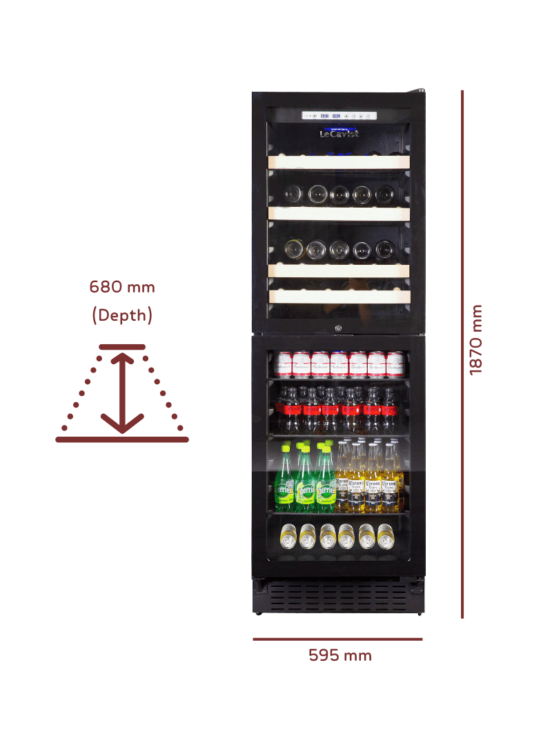 LECAVIST 220 Bottle Wine Cabinet Dual Zone Black LCS140VN2Z2D - Built - In - Lecavist AU