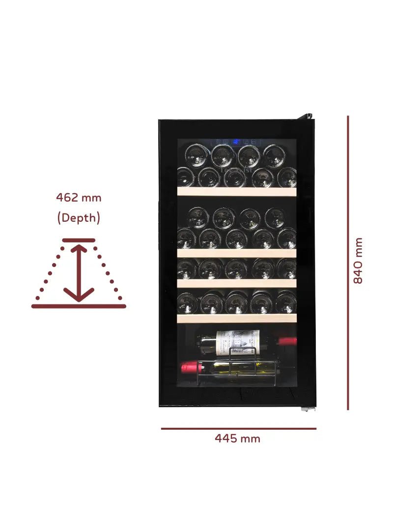 LECAVIST 33 Bottle Wine Cabinet Single Zone Black LEK33PV - Freestanding - Lecavist AU