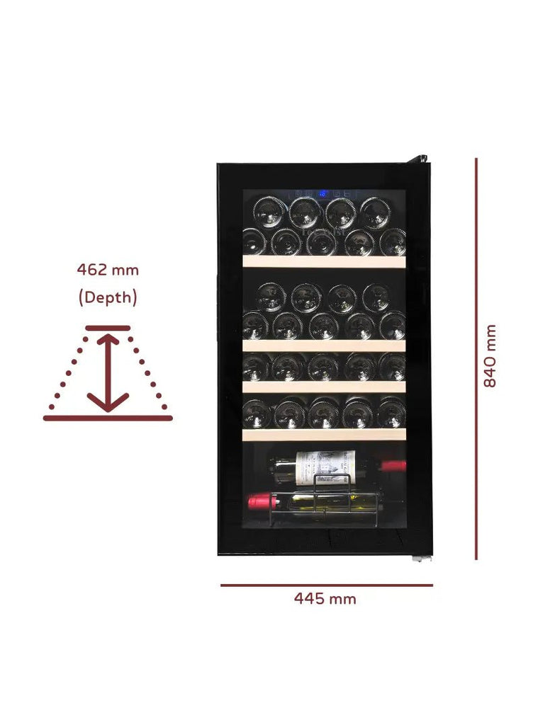 LECAVIST 33 Bottle Wine Cabinet Single Zone Black LEK33PV - Freestanding - Lecavist AU