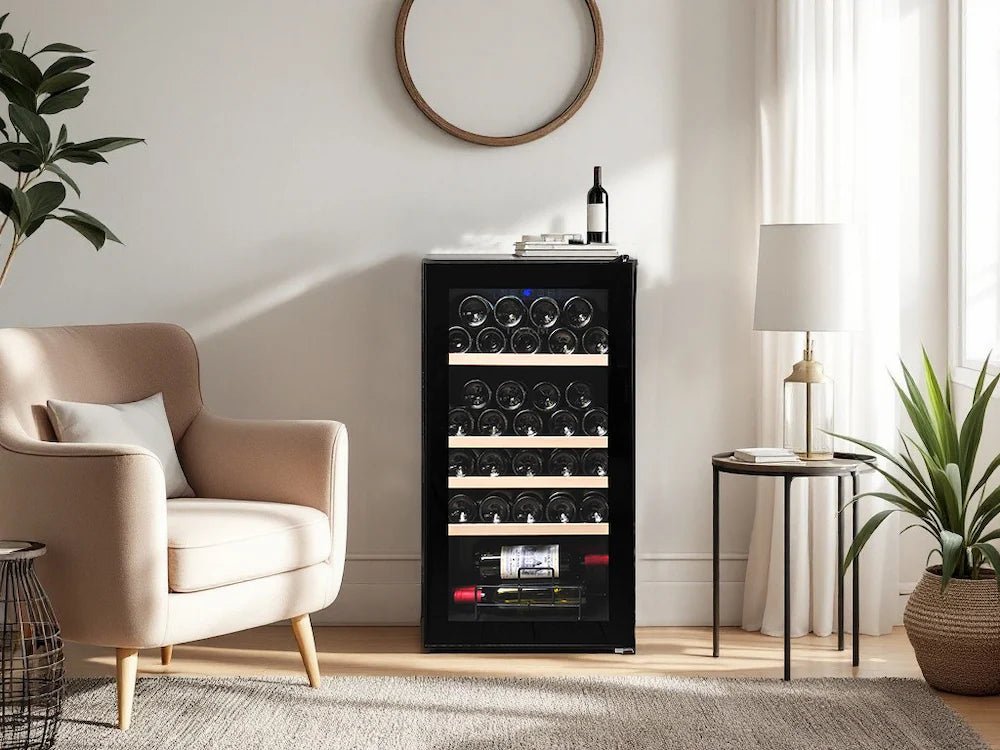 LECAVIST 33 Bottle Wine Cabinet Single Zone Black LEK33PV - Freestanding - Lecavist