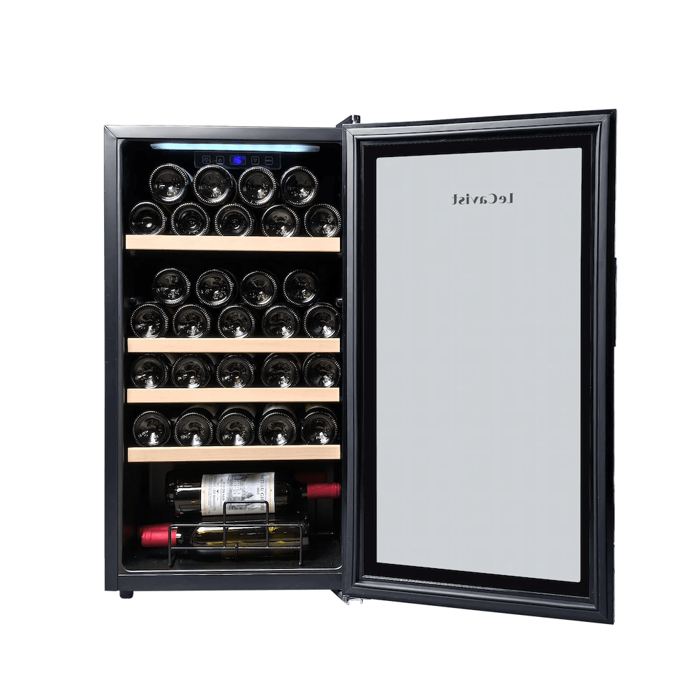 LECAVIST 33 Bottle Wine Cabinet Single Zone Black LEK33PV - Freestanding - Lecavist