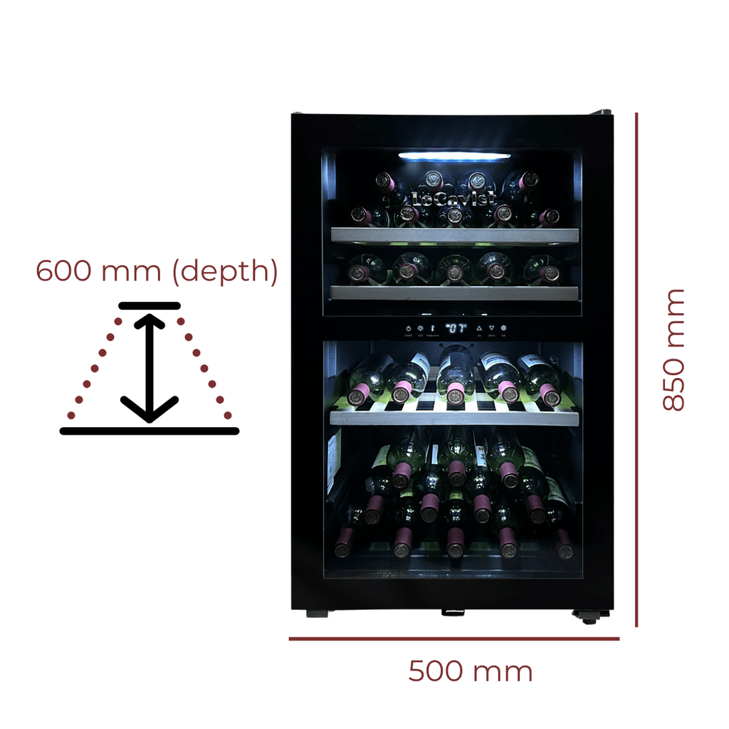 LECAVIST 56 Bottle Wine Cabinet Dual Zone Black LKS56VN2Z - Freestanding - Lecavist