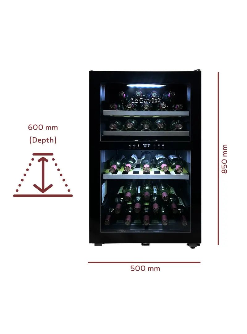 LECAVIST 56 Bottle Wine Cabinet Dual Zone Black LKS56VN2Z - Freestanding - Lecavist AU