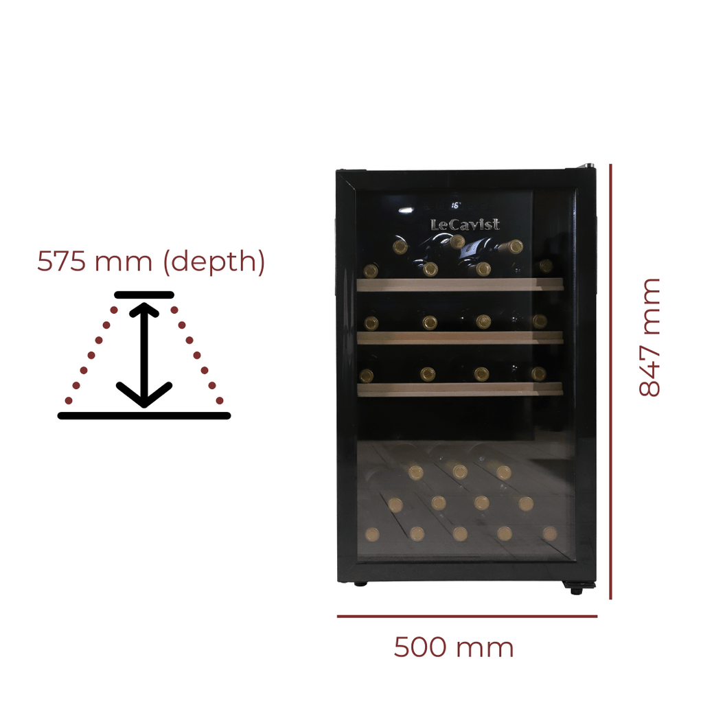 LECAVIST 63 Bottle Wine Cabinet Single Zone Black LKCV63N - Freestanding - Lecavist