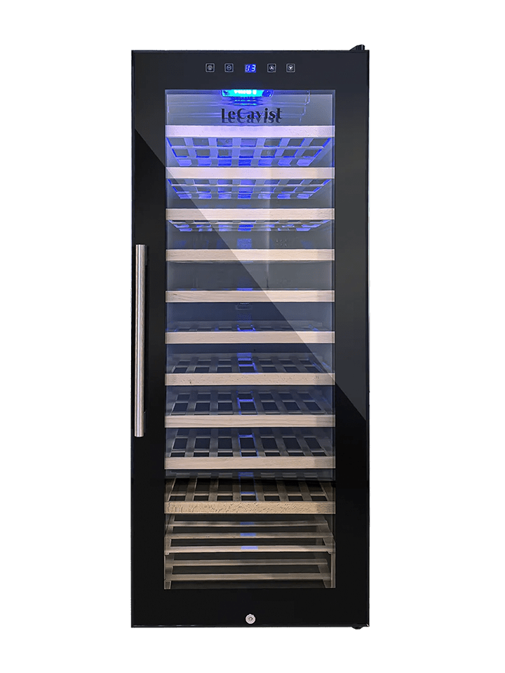 LECAVIST 76 Bottle Wine Cabinet Single Zone Black Full Shelves LCS100VNFS - Freestanding - Lecavist