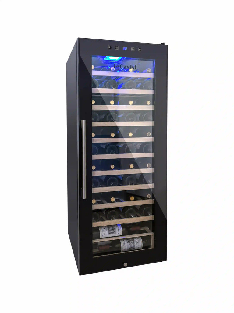 LECAVIST 76 Bottle Wine Cabinet Single Zone Black Full Shelves LCS100VNFS - Freestanding - Lecavist