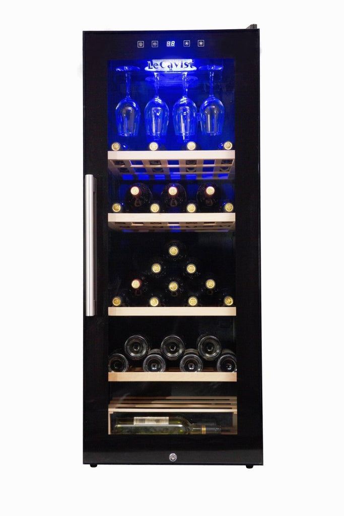 LECAVIST 76 Bottle Wine Cabinet Single Zone Black Full Shelves LCS100VNFS - Freestanding - Lecavist