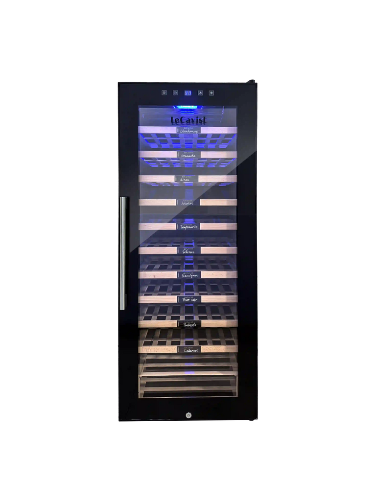 LECAVIST 76 Bottle Wine Cabinet Single Zone Black Full Shelves LCS100VNFS - Freestanding - Lecavist