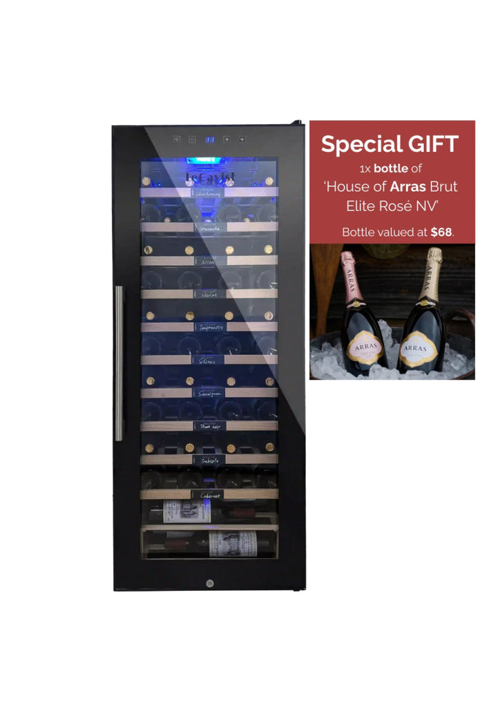 LECAVIST 76 Bottle Wine Cabinet Single Zone Black Full Shelves LCS100VNFS - Freestanding - Lecavist