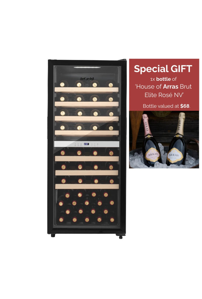 LECAVIST 77 Bottle Wine Cabinet Dual Zone Black LEK1052ZPVFS - Freestanding - Lecavist