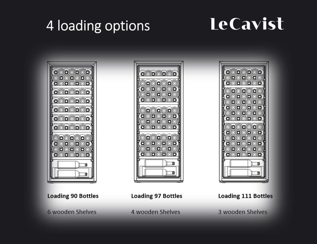 LECAVIST 97 Bottle Wine Cabinet Single Zone Black LCS100VN - Freestanding - Lecavist