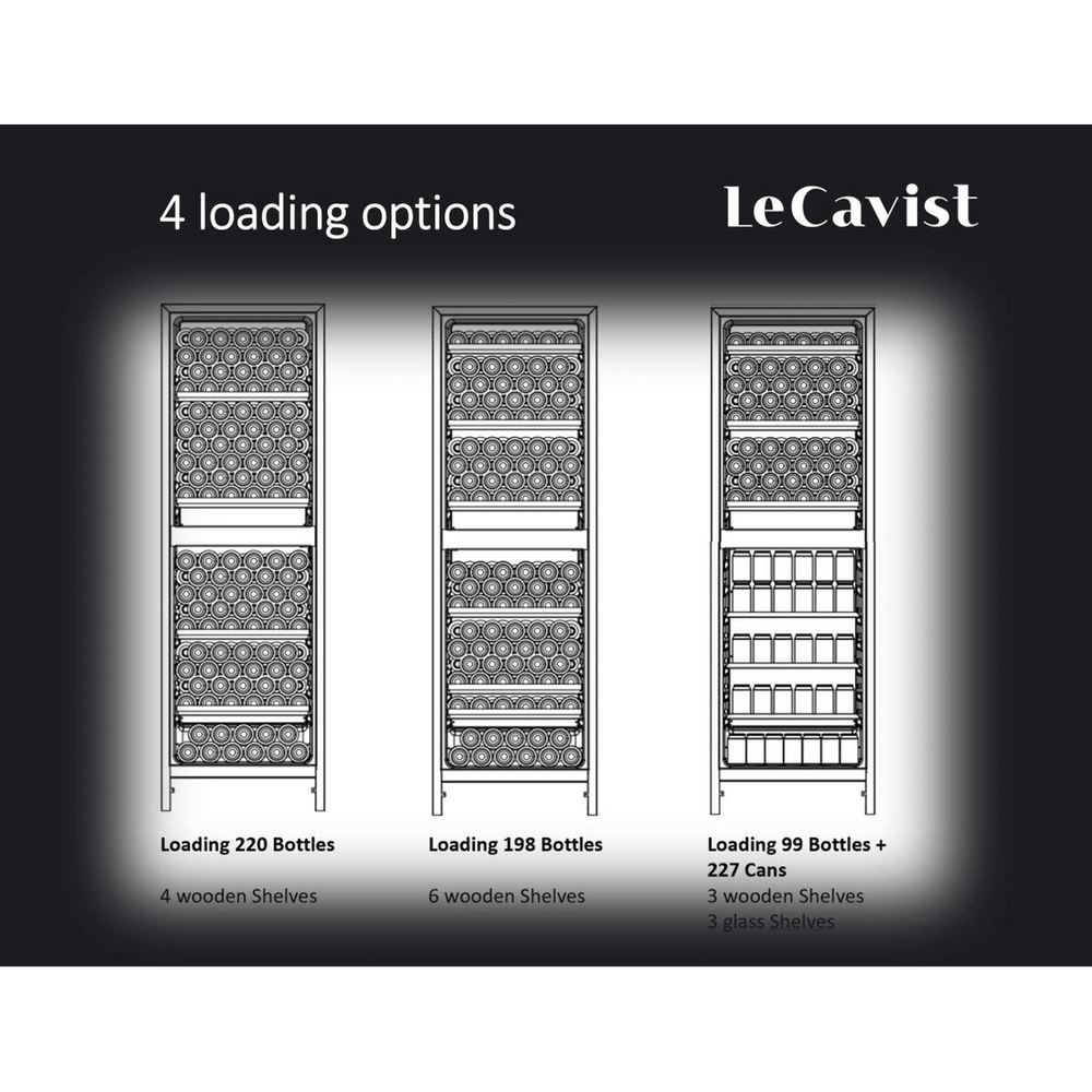 DETAILS: LECAVIST Beverage Centre - 220 Bottle - Dual Zone - Built-in - Black (LCS140VN2Z2D) PRE-ORDER - Built-In - LeCavist Wine Cabinets