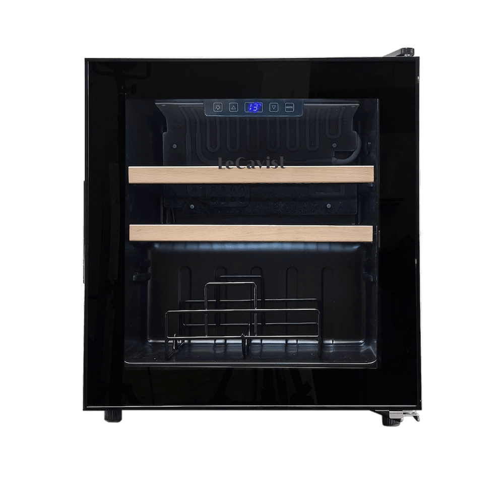 PRODUCT: LECAVIST Beverage Fridge - 14 Bottle - Single Zone - Freestanding - Black (LEK14PV) - Freestanding - LeCavist Wine Cabinets