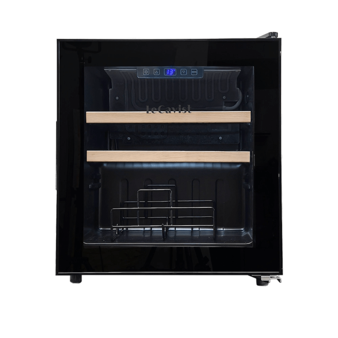 PRODUCT: LECAVIST Beverage Fridge - 14 Bottle - Single Zone - Freestanding - Black (LEK14PV) - Freestanding - LeCavist Wine Cabinets
