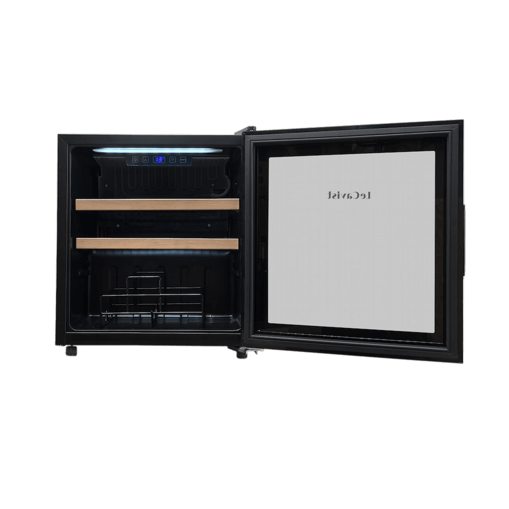 PRODUCT: LECAVIST Beverage Fridge - 14 Bottle - Single Zone - Freestanding - Black (LEK14PV) - Freestanding - LeCavist Wine Cabinets