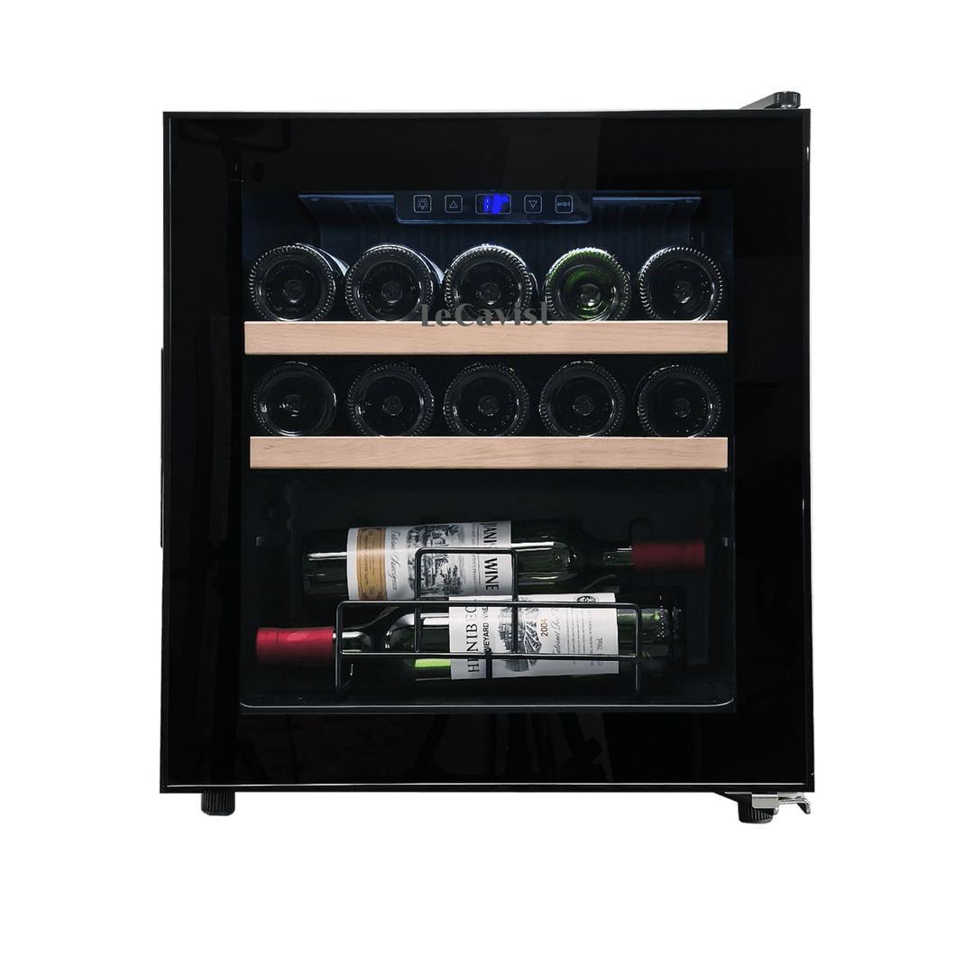 PRODUCT: LECAVIST Beverage Fridge - 14 Bottle - Single Zone - Freestanding - Black (LEK14PV) - Freestanding - LeCavist Wine Cabinets