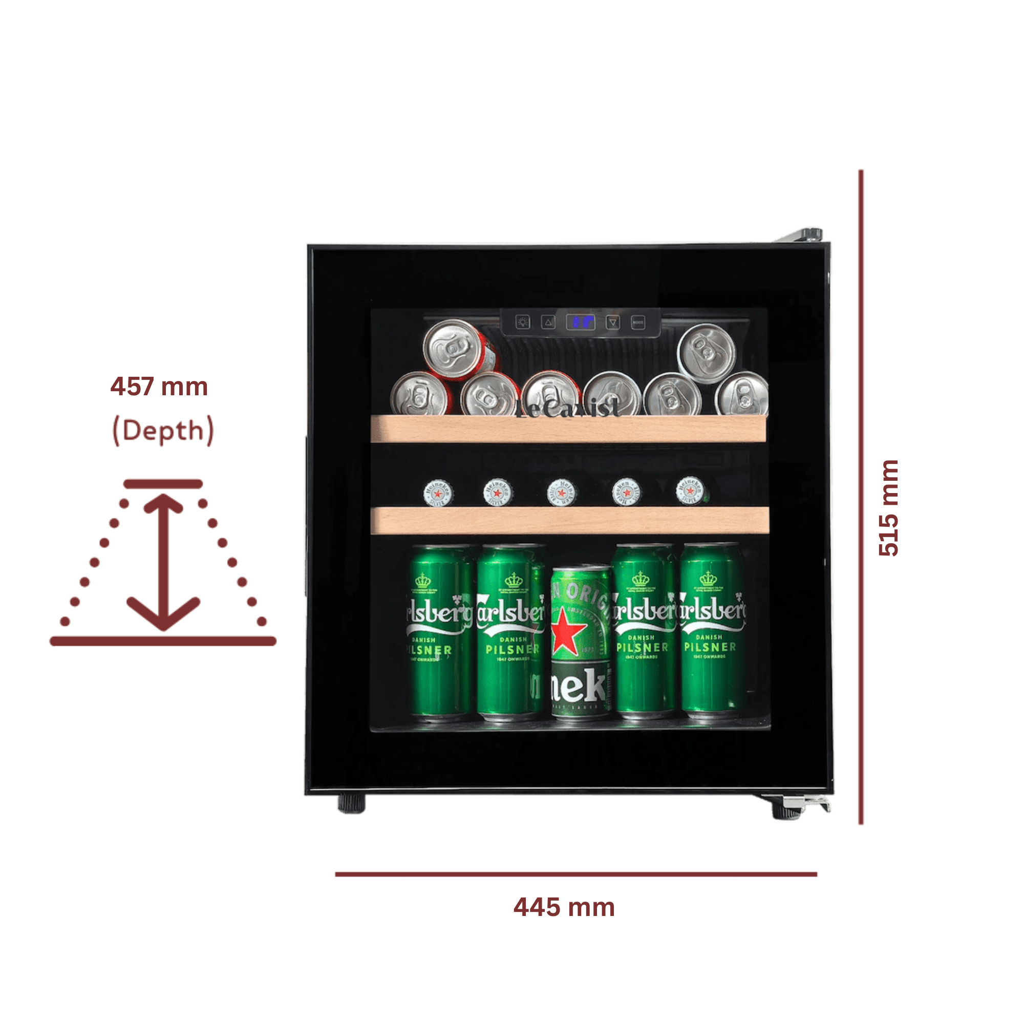 LECAVIST Beverage Fridge - 14 Bottle - Single Zone - Freestanding - Black (LEK14PV) - Freestanding - LeCavist Wine Cabinets