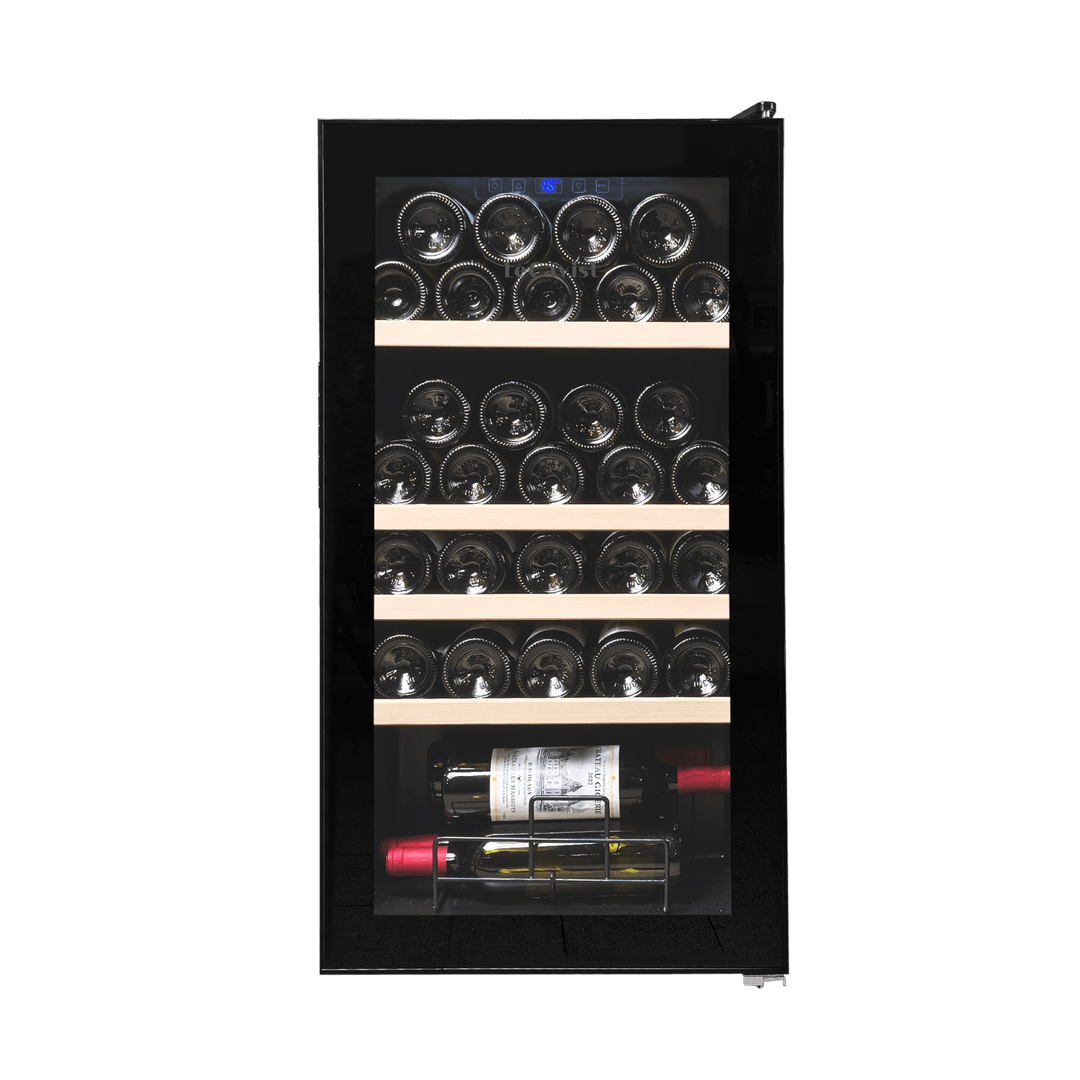 PRODUCT: LECAVIST Beverage Fridge - 33 Bottle - Single Zone - Freestanding - Black (LEK33PV) - Freestanding - LeCavist Wine Cabinets