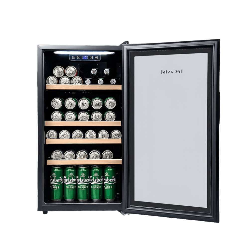 PRODUCT: LECAVIST Beverage Fridge - 33 Bottle - Single Zone - Freestanding - Black (LEK33PV) - Freestanding - LeCavist Wine Cabinets