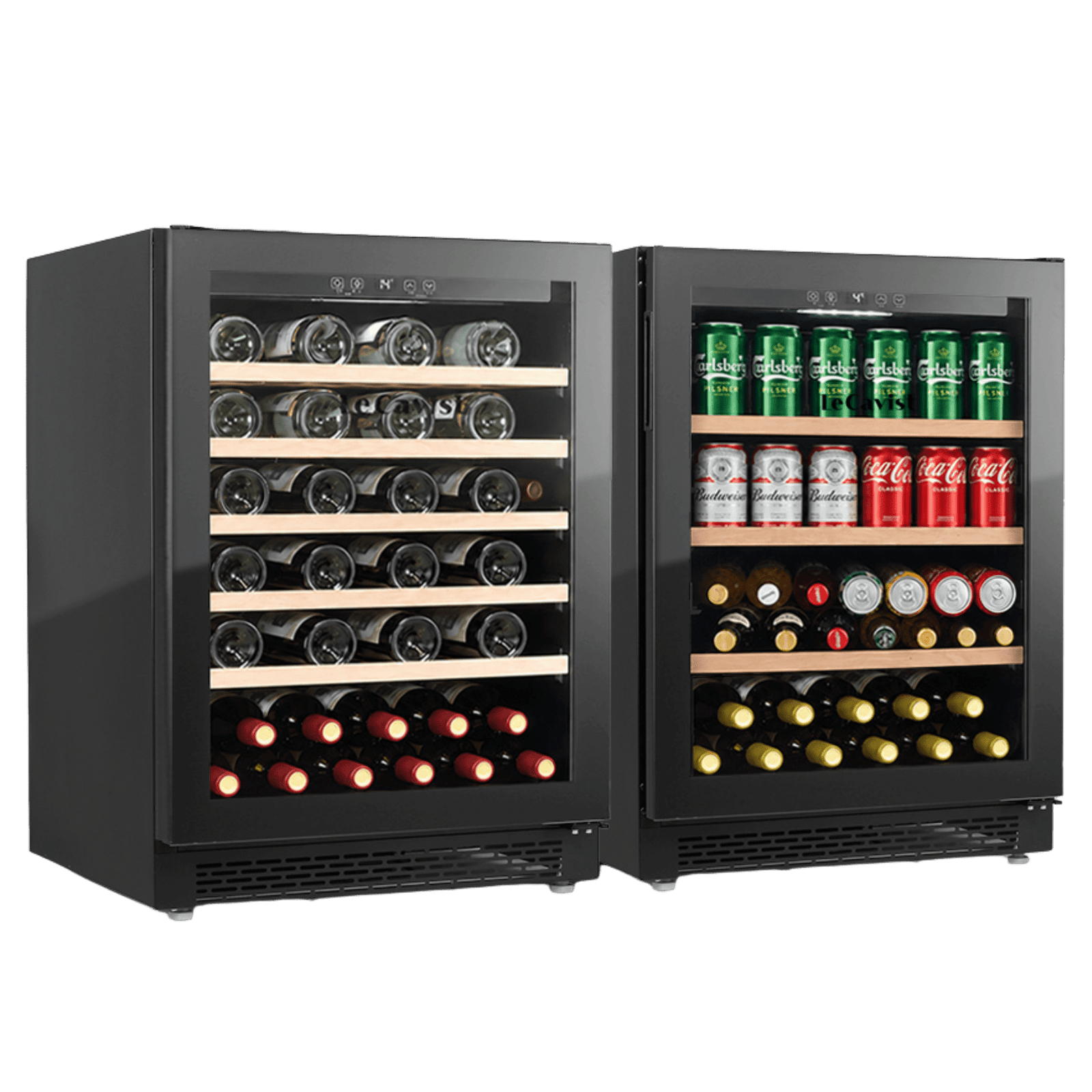 LECAVIST Wine & Beverage Cabinet Duo - 52 Bottle + 140L (LJ52VNBU + LJ140BC) - Dual Zone - Built-in - Black (LJ52140DUO) - Built-In - LeCavist Wine Cabinets