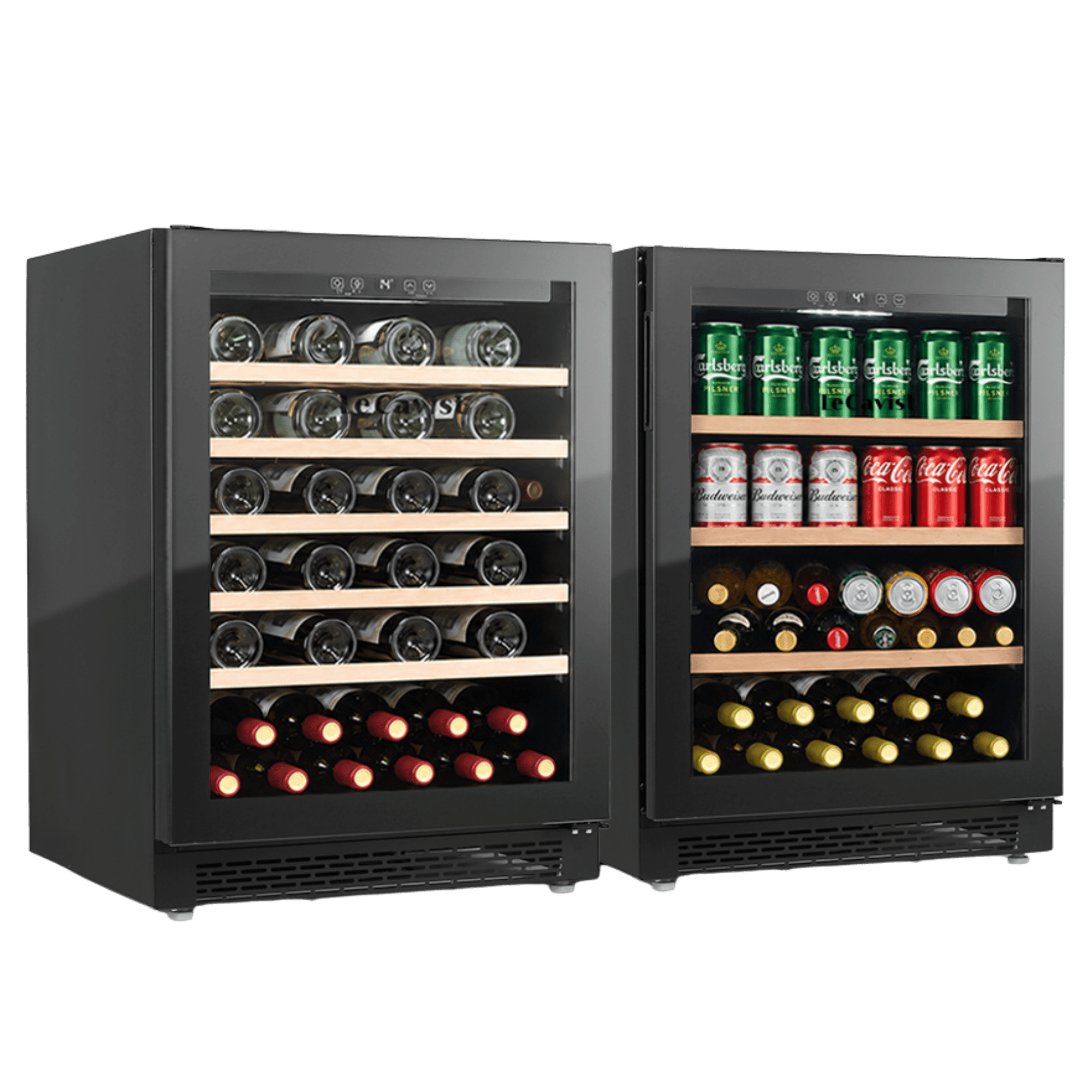 LECAVIST Wine & Beverage Cabinet Duo - 52 Bottle + 140L (LJ52VNBU + LJ140BC) - Dual Zone - Built-in - Black (LJ52140DUO) - Built-In - LeCavist Wine Cabinets