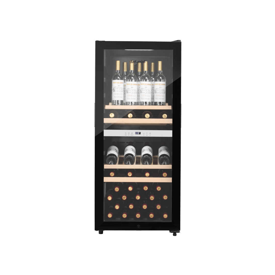 LECAVIST Wine Cabinet - 105 Bottle - Dual Zone - Freestanding - Black (LEK1052ZPV) - Freestanding - Lecavist Wine Cabinets