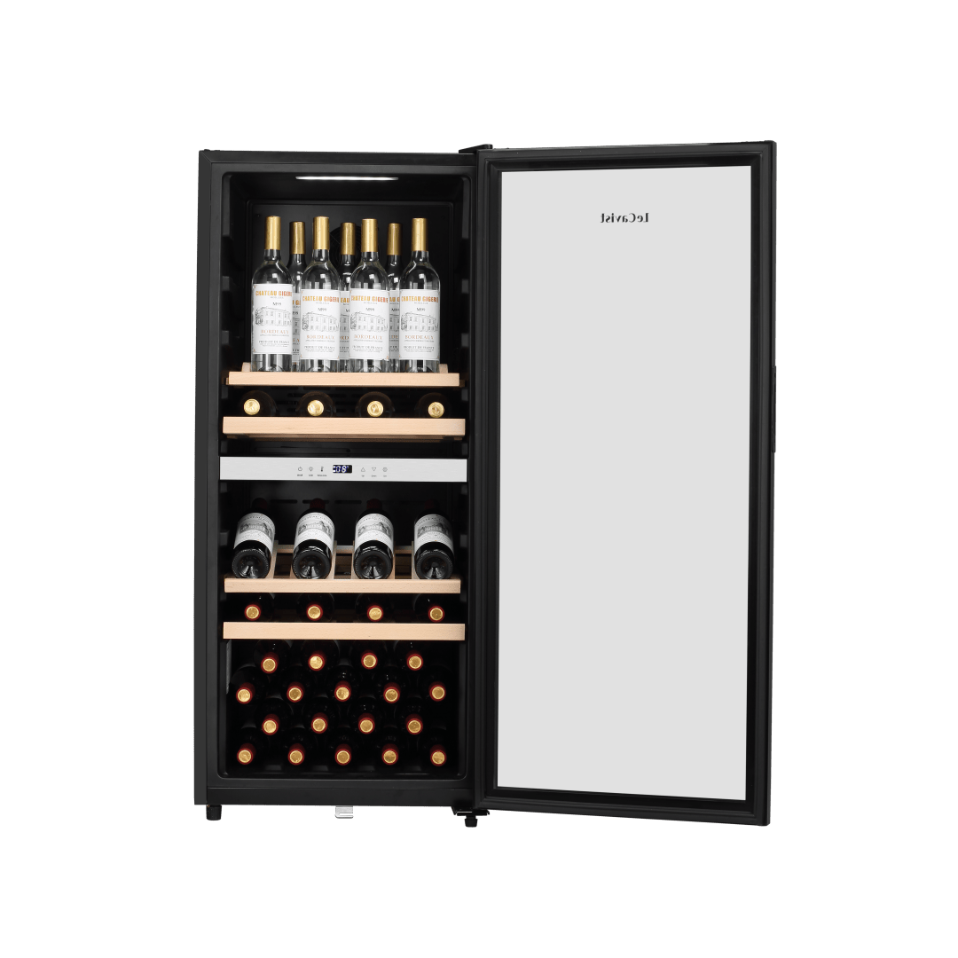 LECAVIST Wine Cabinet - 105 Bottle - Dual Zone - Freestanding - Black (LEK1052ZPV) - Freestanding - Lecavist Wine Cabinets
