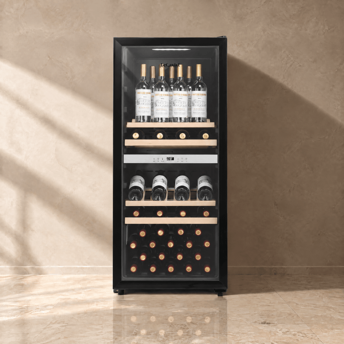 LECAVIST Wine Cabinet - 105 Bottle - Dual Zone - Freestanding - Black (LEK1052ZPV) - Freestanding - LeCavist Wine Cabinets