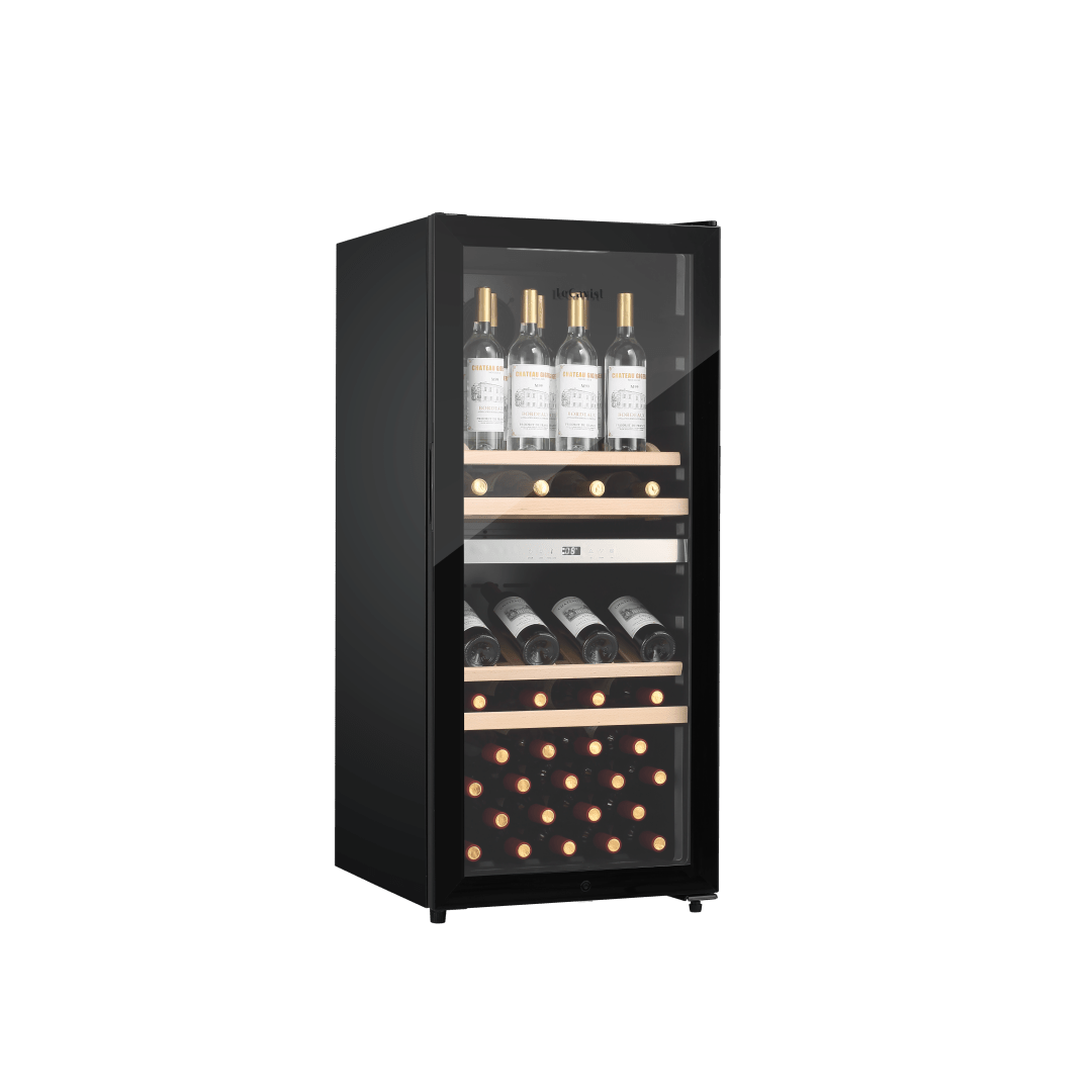 LECAVIST Wine Cabinet - 105 Bottle - Dual Zone - Freestanding - Black (LEK1052ZPV) - Freestanding - Lecavist Wine Cabinets