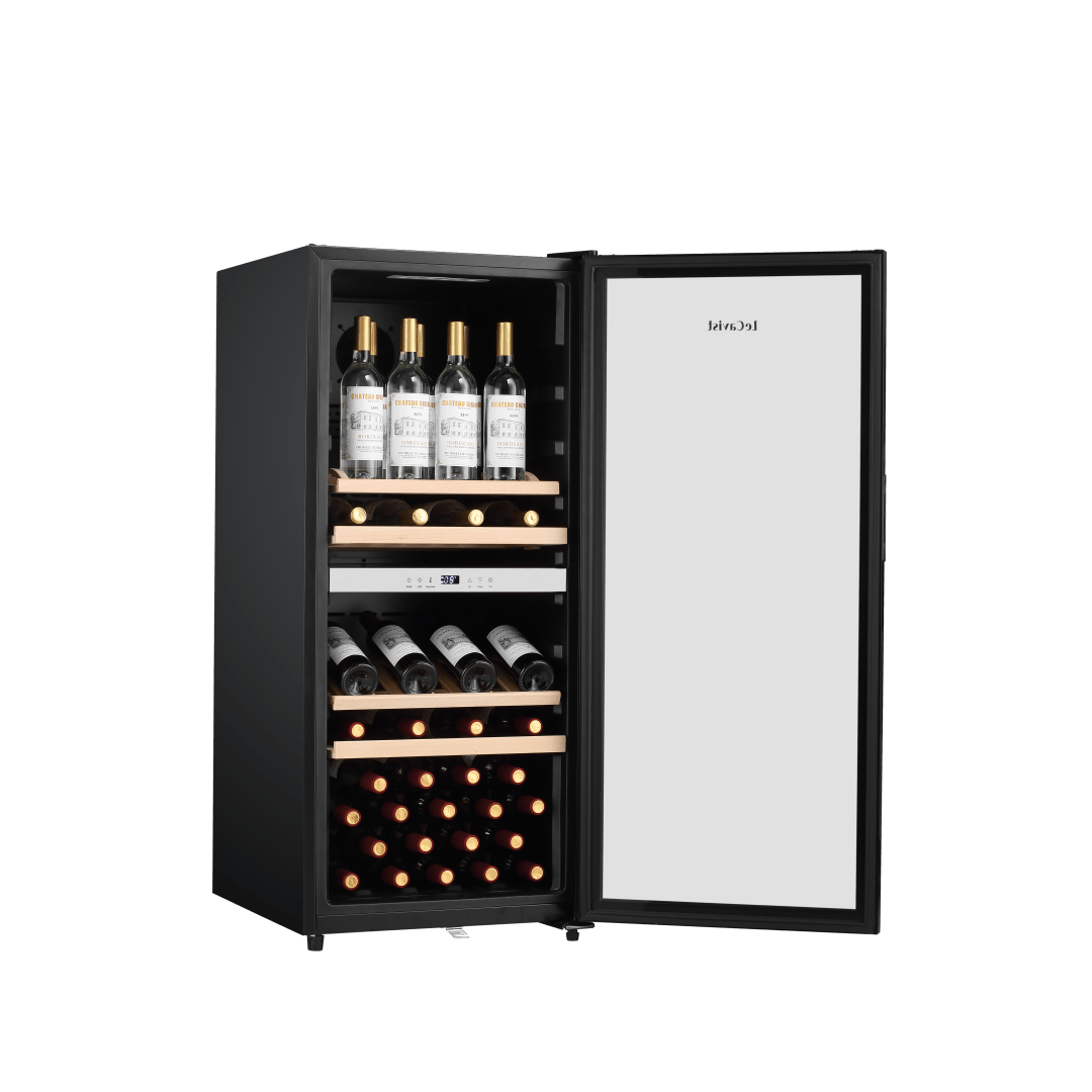 LECAVIST Wine Cabinet - 105 Bottle - Dual Zone - Freestanding - Black (LEK1052ZPV) - Freestanding - Lecavist Wine Cabinets
