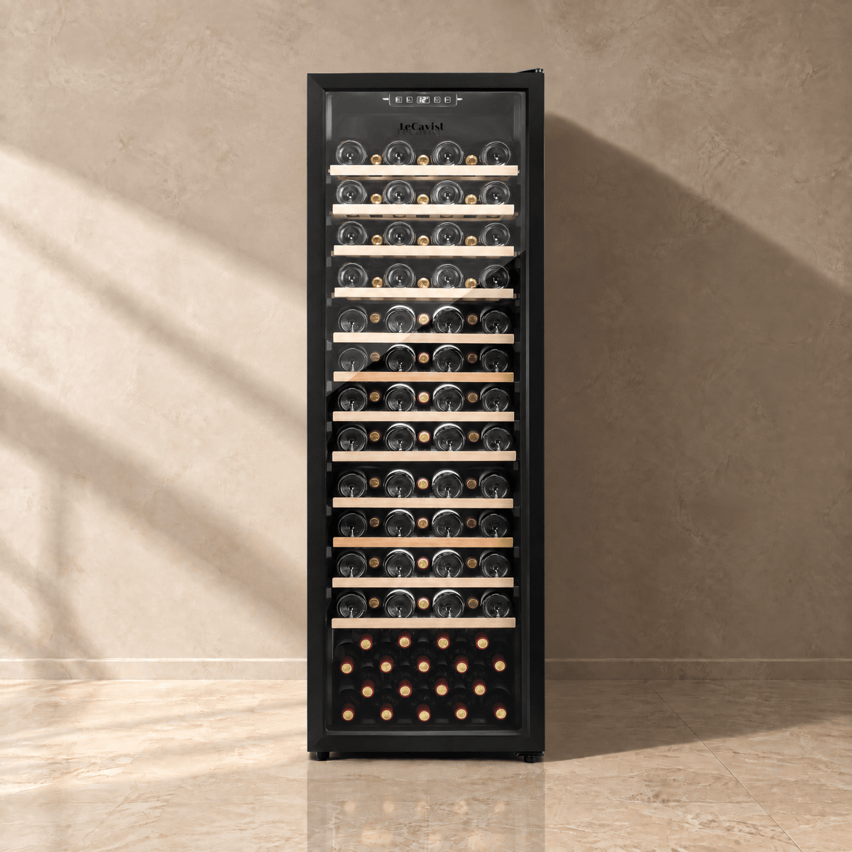 LECAVIST Wine Cabinet - 109 Bottle - Single Zone - Freestanding - Black (LEK168PVFS) - Freestanding - LeCavist Wine Cabinets