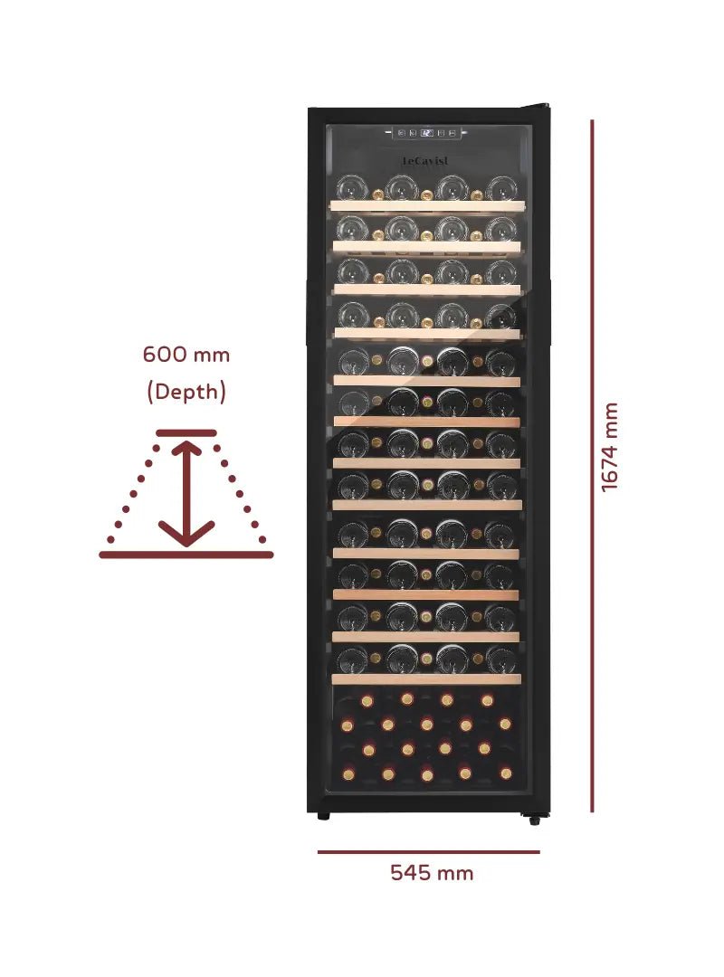LECAVIST Wine Cabinet - 109 Bottle - Single Zone - Freestanding (LEK168PVFS) - Freestanding - Lecavist AU