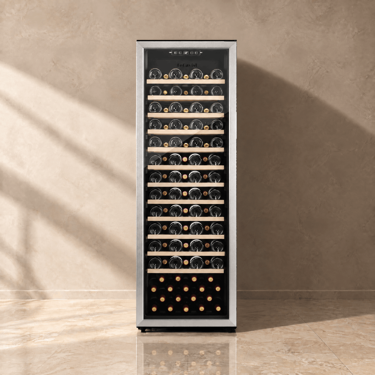 LECAVIST Wine Cabinet - 109 Bottle - Single Zone - Freestanding - Stainless Steel (LEK168PVXFS) - Freestanding - LeCavist Wine Cabinets