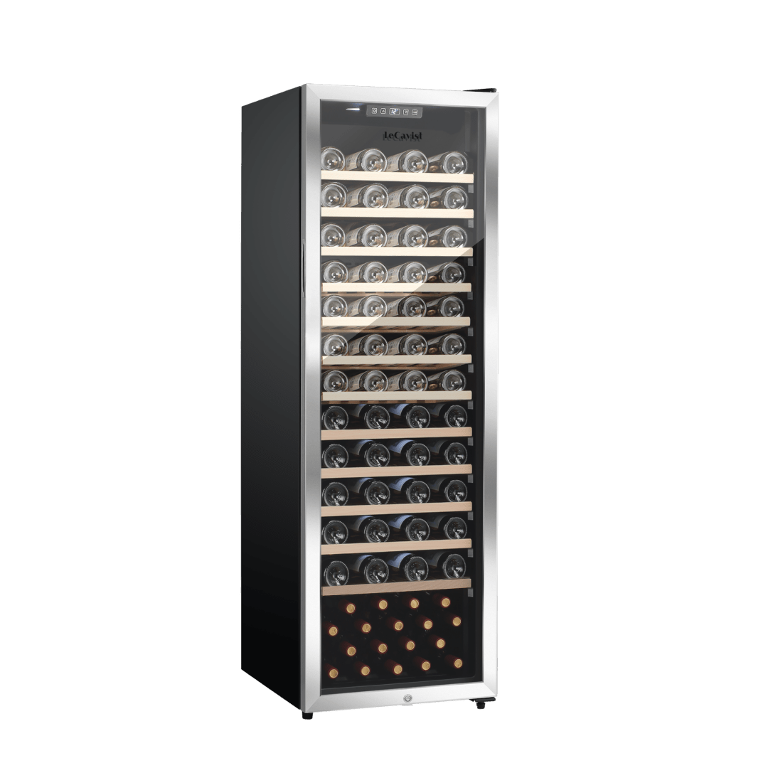 LECAVIST Wine Cabinet - 109 Bottle - Single Zone - Freestanding - Stainless Steel (LEK168PVXFS) - Freestanding - Lecavist Wine Cabinets