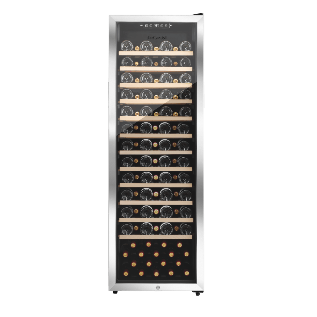 LECAVIST Wine Cabinet - 109 Bottle - Single Zone - Freestanding - Stainless Steel (LEK168PVXFS) - Freestanding - Lecavist Wine Cabinets
