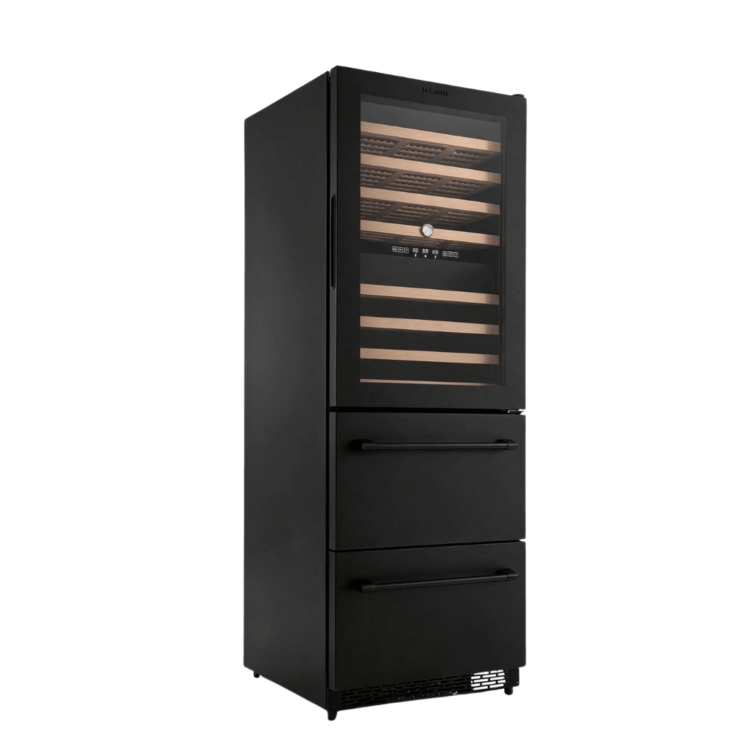LECAVIST Wine Cabinet - 133 Bottle - Triple Zone with Beverage Drawers - Built-in - Black (LCS458VN2DP) - Built-In - LeCavist Wine Cabinets