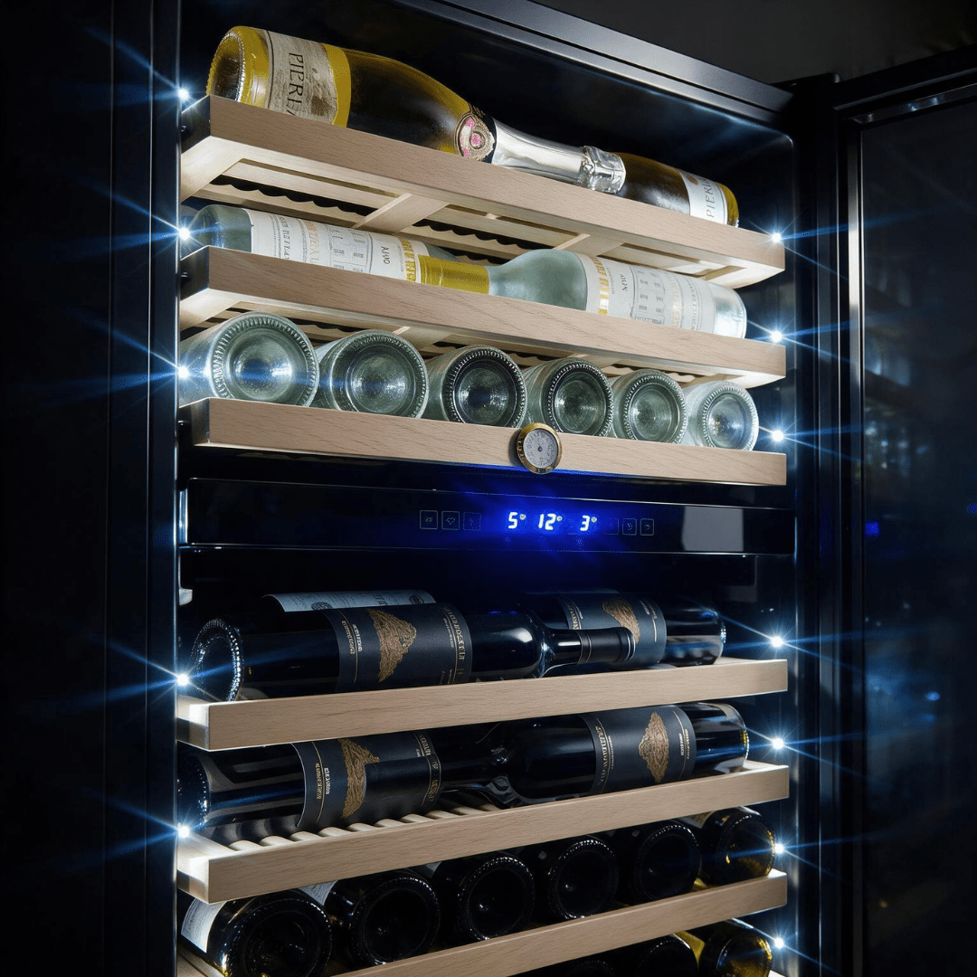 LECAVIST Wine Cabinet - 133 Bottle - Triple Zone with Beverage Drawers - Built-in - Black (LCS458VN2DP) - Built-In - LeCavist Wine Cabinets